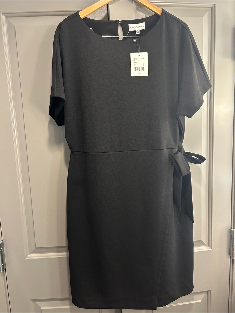 Gibson Latimer Black Short-Sleeve Tie-Waist Midi Dress